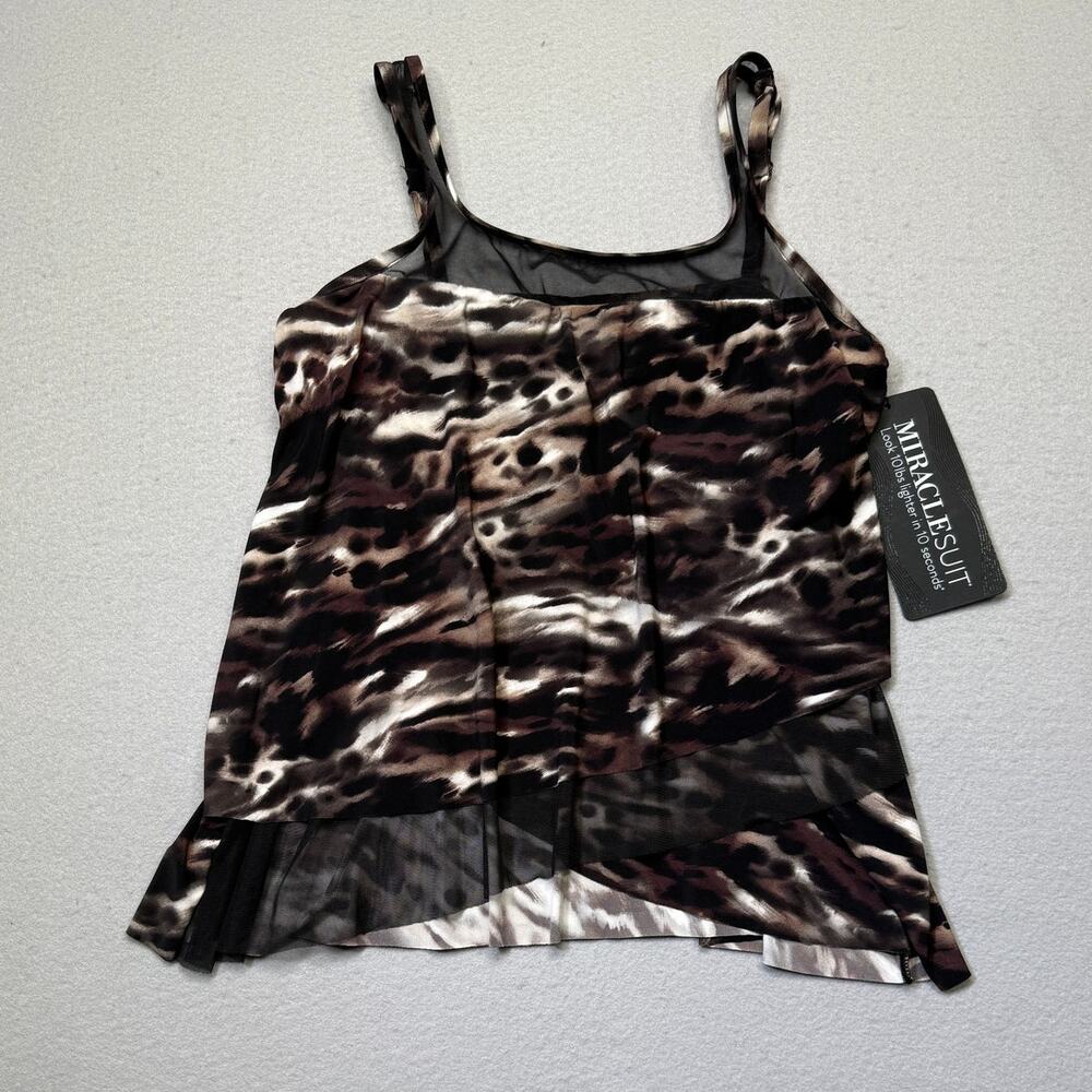 Miraclesuit Tempest Mirage Underwire Tankini Top Black/brown/white 14 $142
